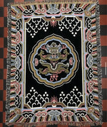 couverture multicolore motif géométrique floral traditionnel brodé opacité polyester coton decoration canapé sieste