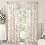 rideaux légers fleur rose jaune motifs floraux champêtre translucides salon chambre coucher