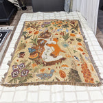 couverture coréenne brodée animaux dessin animé verte blanche grise ocre bleue polyester coton rectangle