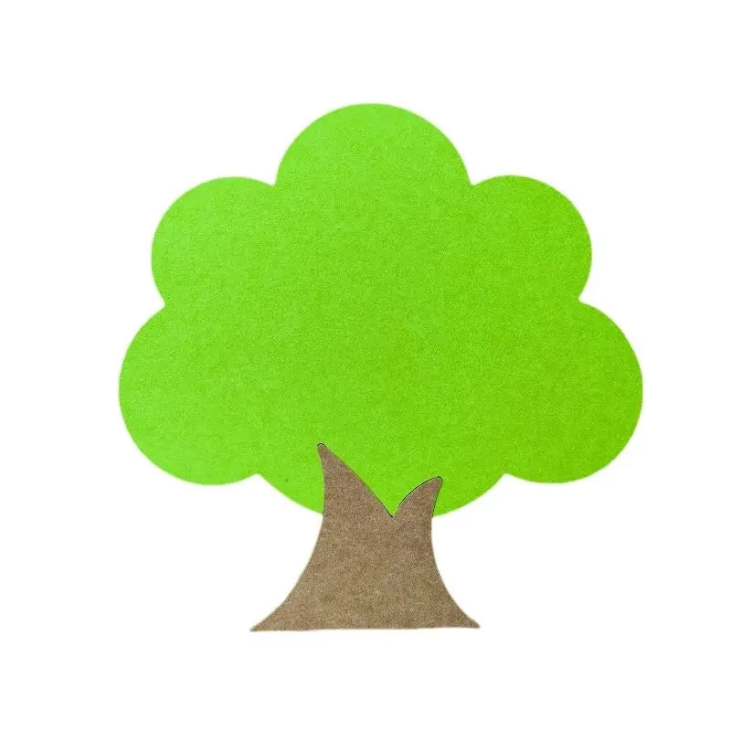 panneau mural arbre feutre vert rouge jaune rose orange décoration enfantine chambre classe