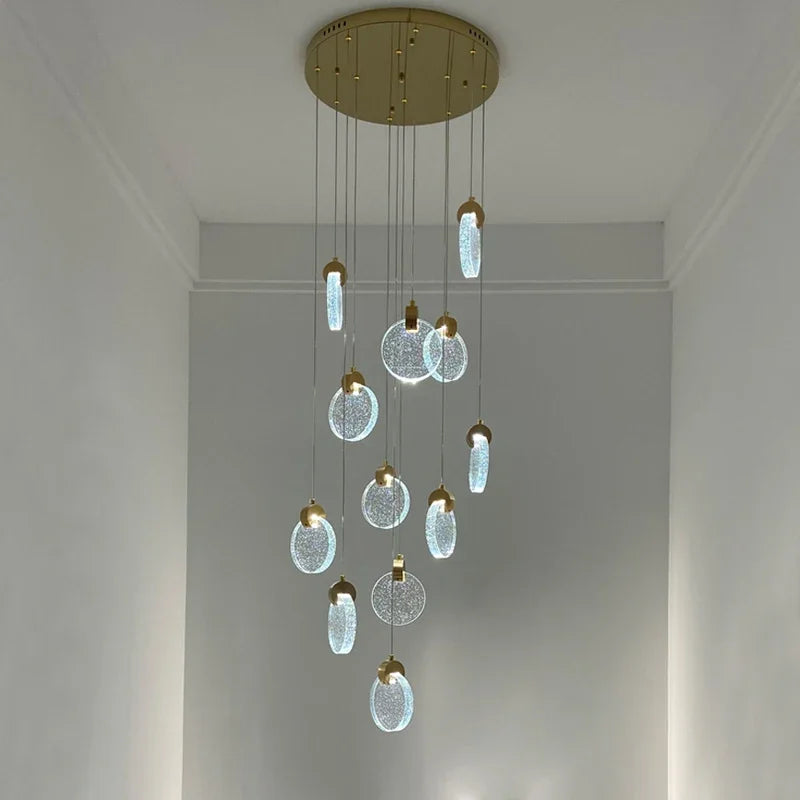 lustre suspension moderne cristal doré scintillantes éclairage luxe salon salle bain appartement