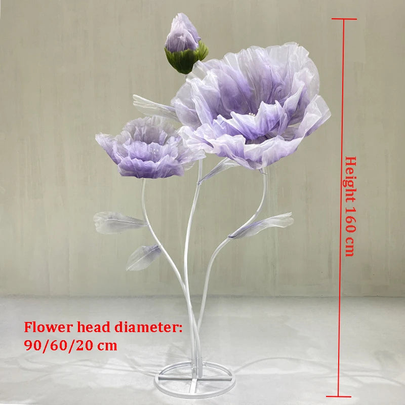 décoration mariage fleurs artificielles roses décoratives extérieur intérieur orange violet rose bleu semi transparents
