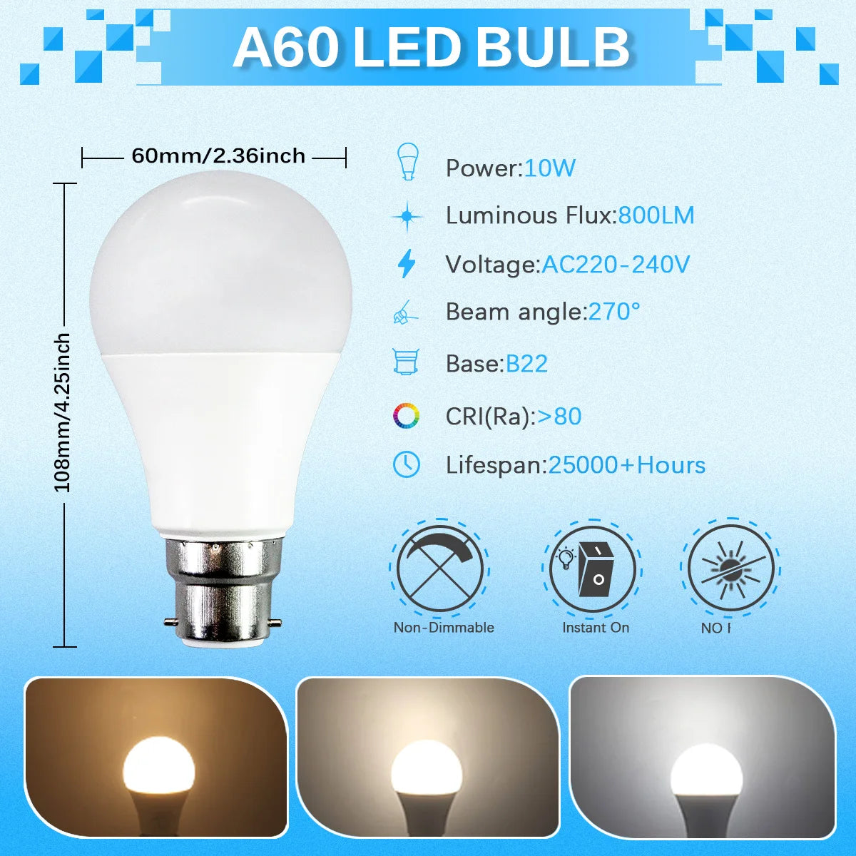 ampoule led boule blanc moderne culot b22 intérieur maison salon lumière jour