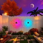 lampe solaire décorative mandala ajouré floral extérieur jardin clôture porche lumière chaude lumière colorée