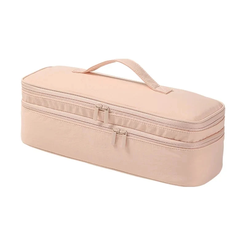 sac rangement multifonction polyester beige moderne poignées amovibles brosse peigne pinces coiffeur