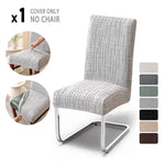 housse chaise salle manger gris carreaux moderne élastique polyester siège cuisine banquet