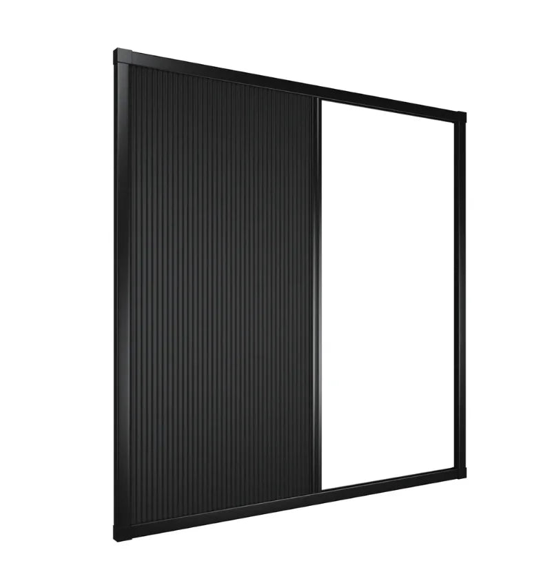 rideau volets roulants tissu noir moderne opacité rayures verticales aluminiumGuidIdère