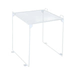 table pliable maille métallique noir blanc rose moderne sous verre organisation cuisine