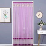 rideau porte anti moustiques blanc jaune violet rose broderie cerfs fleurs transparent classique ruban
