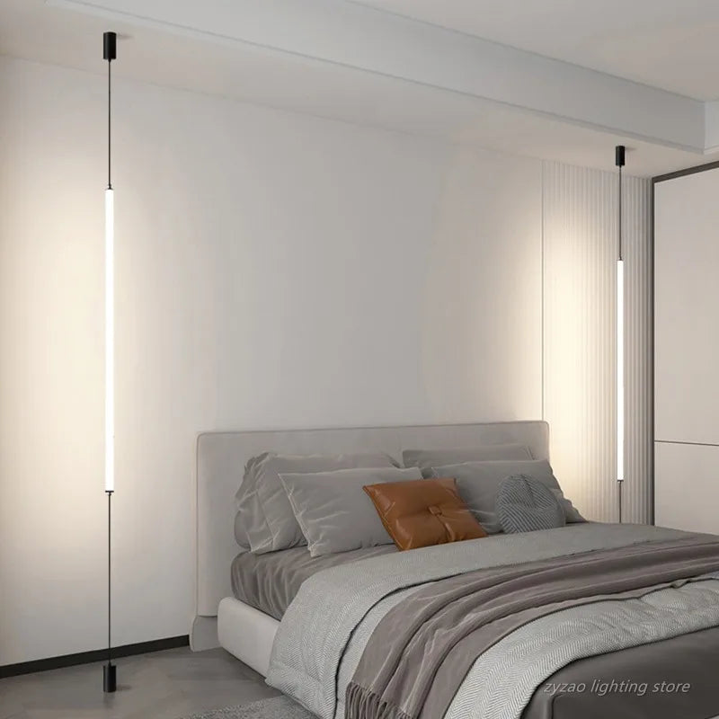lampe sol moderne led blanc noir minimaliste pied stable câble alimentationflux lumineux élevé