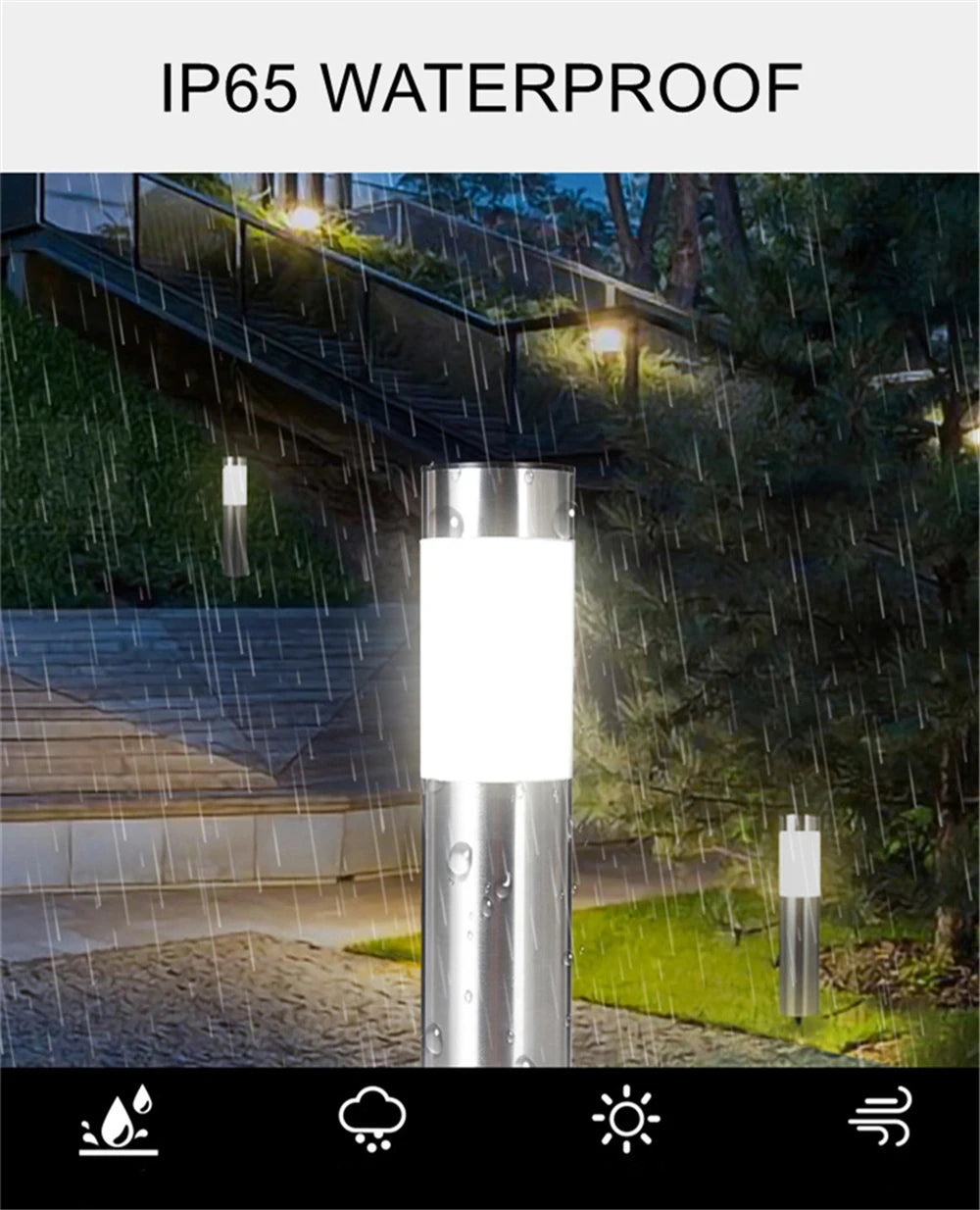 lumière solaire extérieure moderne étanche jardin cheminée ip65 waterproof led