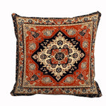 taies d'oreiller décoratives motifs floraux géométriques vintage bleu marine orange beige blanc polyester peachskin