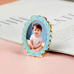 cadre photo vintage floral rose bleu doré ornementé métal alliage support posable decoration maison