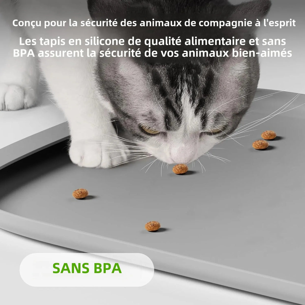 tapis sécurité animal compagnie gris moderne bol nourriture protection déversements silicone imperméable