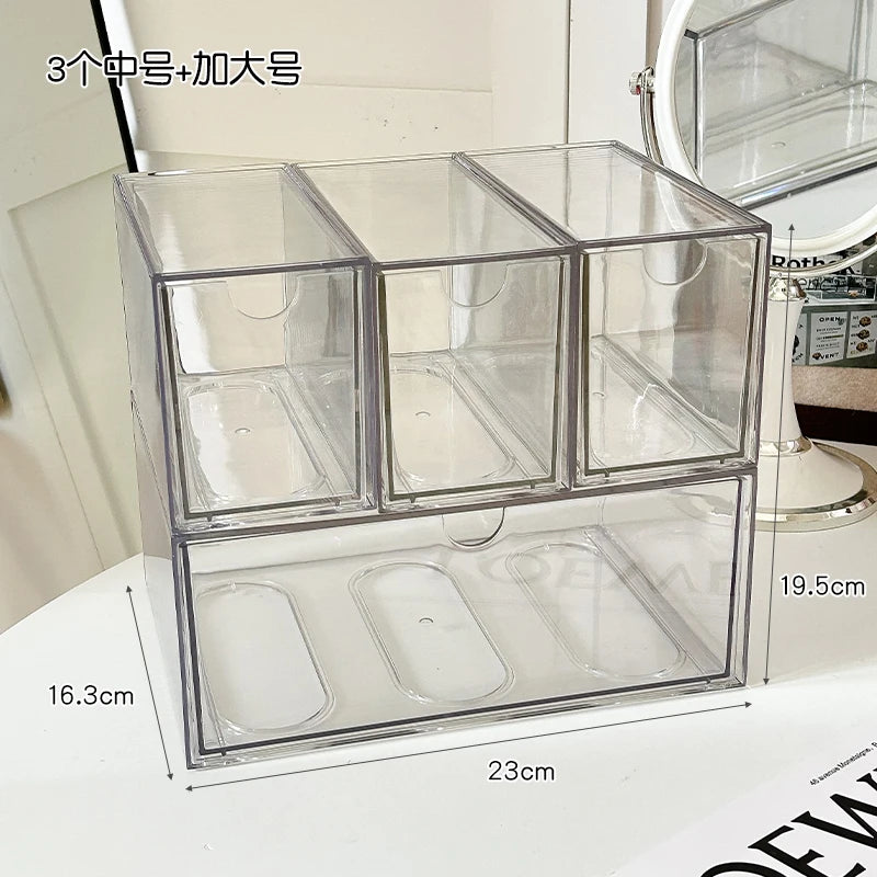 boîte rangement cosmétique transparente acrylique anti poussière tiroirs empilable moderne minimaliste