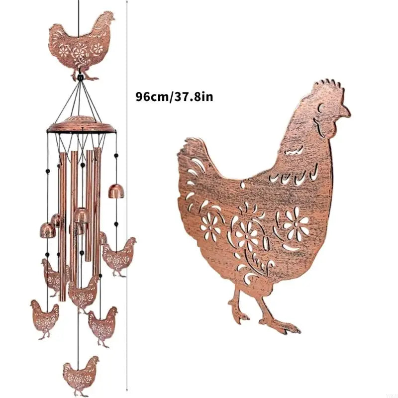 cloche vent artisanale cuivrée oiseau papillon grenouille crochet jardin thérapie sonore