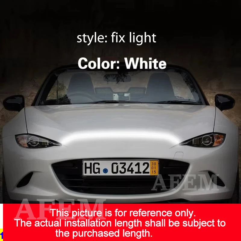 bande lumineuse pare chocs avant rouge blanche adhésive câbles noirs moderne 12v voiture