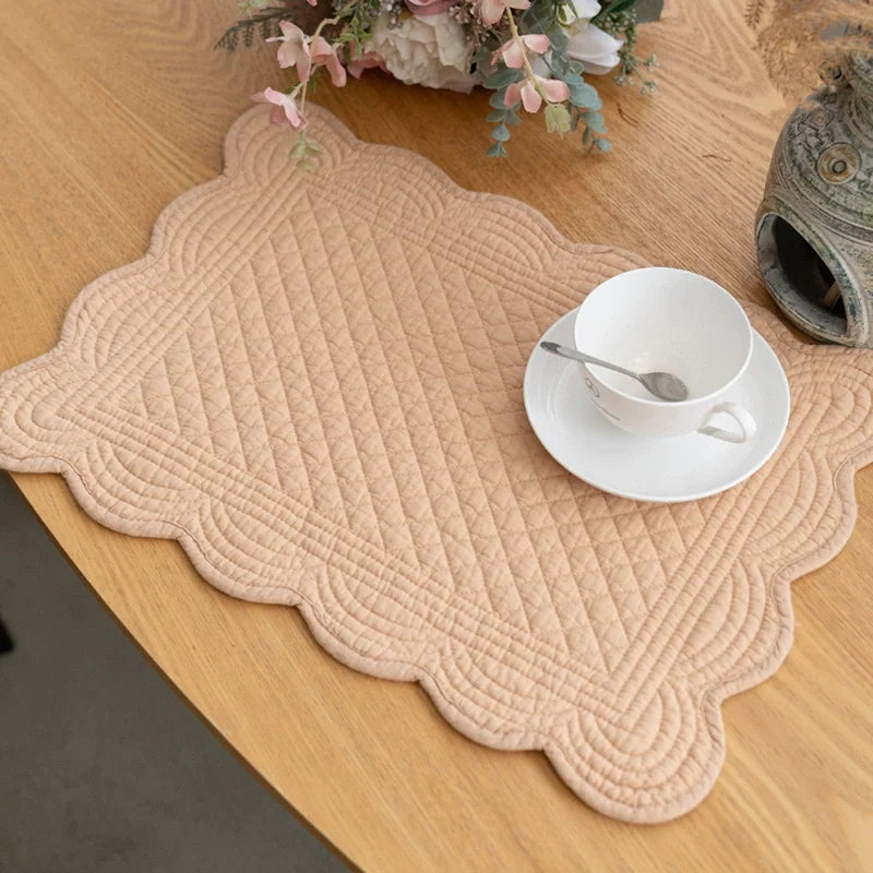 tapis table rectangle bleu marine quilté géométrique respectueux environnement 18x13 inches