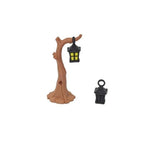 lanterne décorative miniature tronc naturel détails dorés suspendue brunes dorées forêt