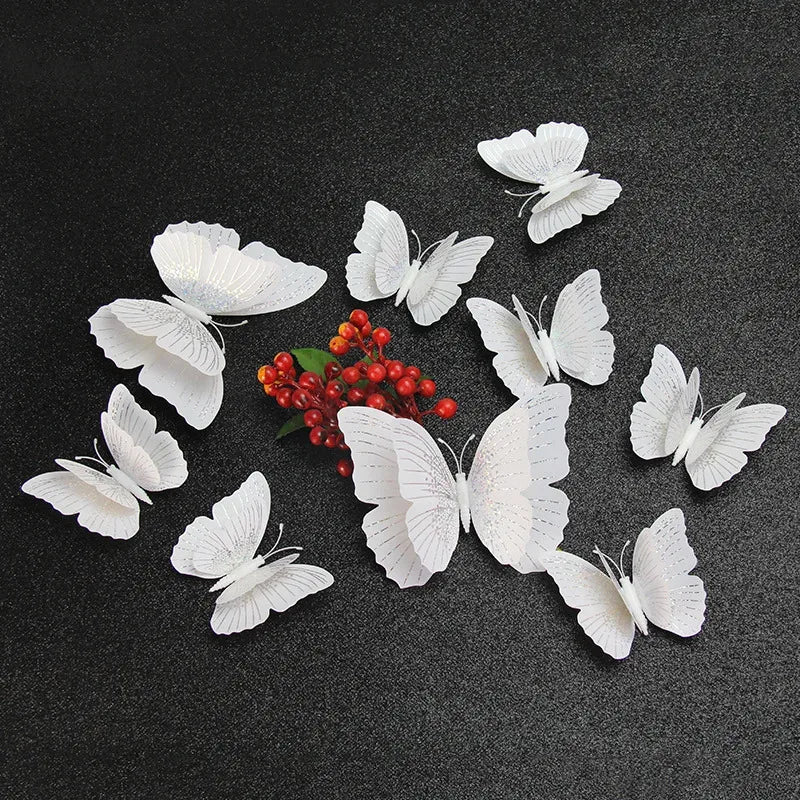 décoration murale papillon blanc transparent adhésif moderne chambre mariage 12 pièces