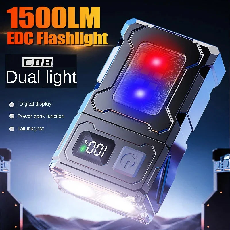 lampe torche led rechargeable port usb aimant noir résistante chocs banque alimentation lumiere intense