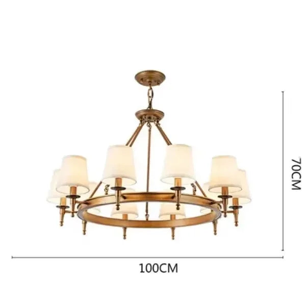 lustre tissu bronze doré lumières classique vintage salon chambre coucher
