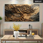 toile peinte abstraite contemporaine marron beige gris texture bois fond granulaire sans cadre moderne