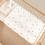 tapis bébé blanc imprimé ours lapins points dorés doux décoratif