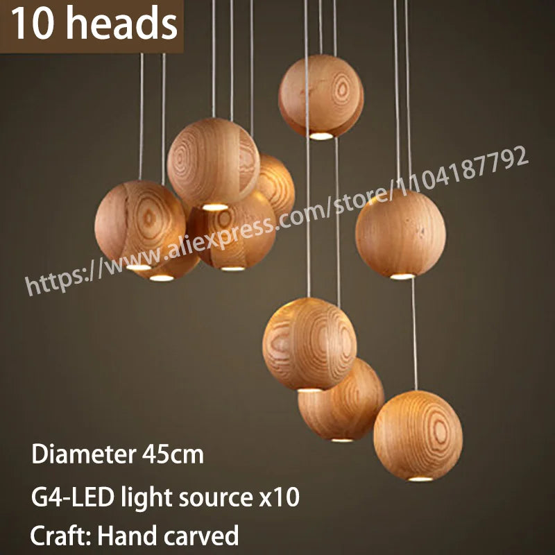 luminaire suspension bois massif moderne éclairage intérieur salon cuisine restaurant naturel