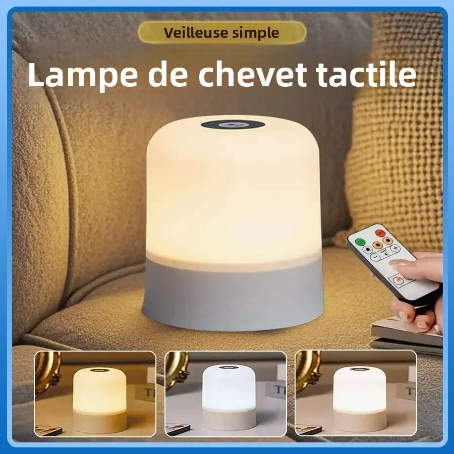veilleuse tactile rechargeable violet beige moderne télécommande lumière d'ambiance chambre led