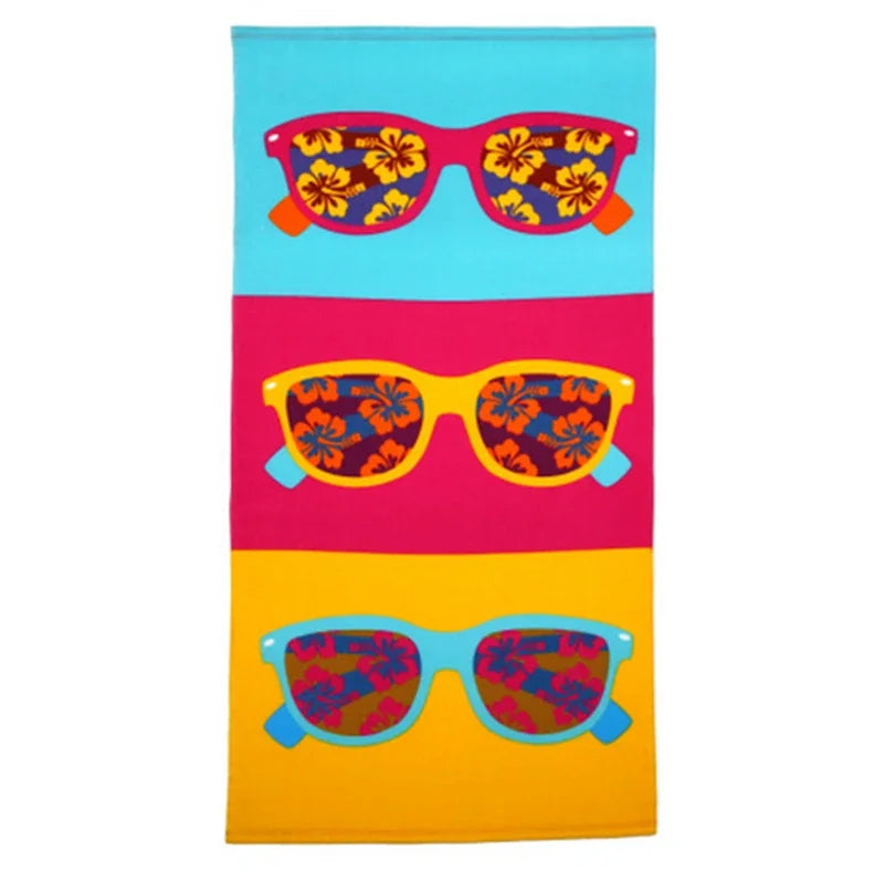serviette plage microfibre rapide absorption multicolore motifs été noël drapeaux palmiers