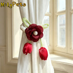 accessoires fenetre decoratifs fleurs rouge blanc bleu noir vert violet 25cm anneaux métalliques