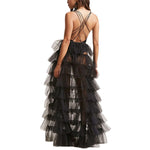 jupe longue noire élégante polyester motif franges fixations soirée cocktail dîner mariage