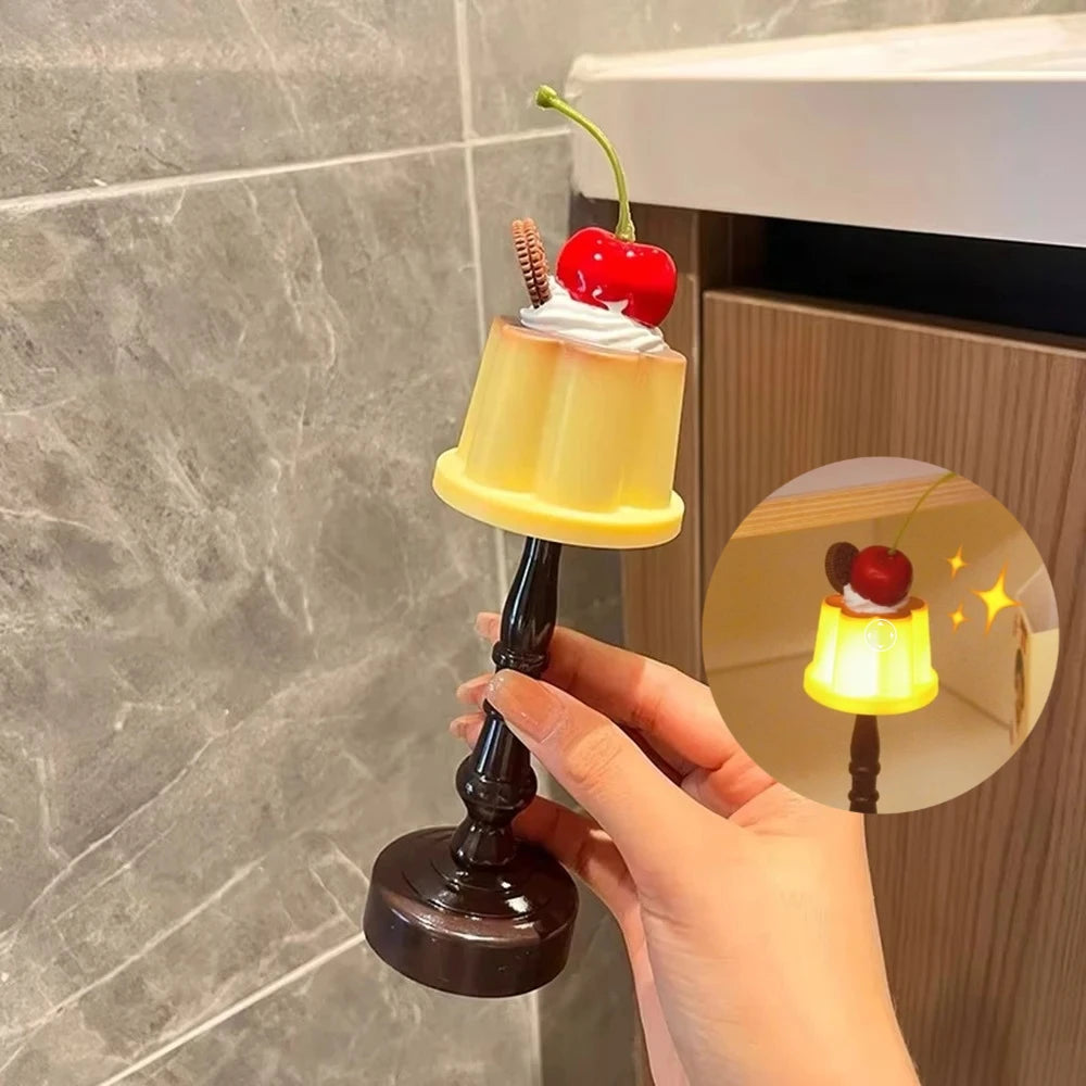 lampe table jaune marron gâteau cerise vintage LED abs chambre enfant deco chambre