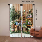 rideau pâques multicolore lapins fleurs opacité 100 polyester 75x166cm 105x230cm 130x210cm pastoral