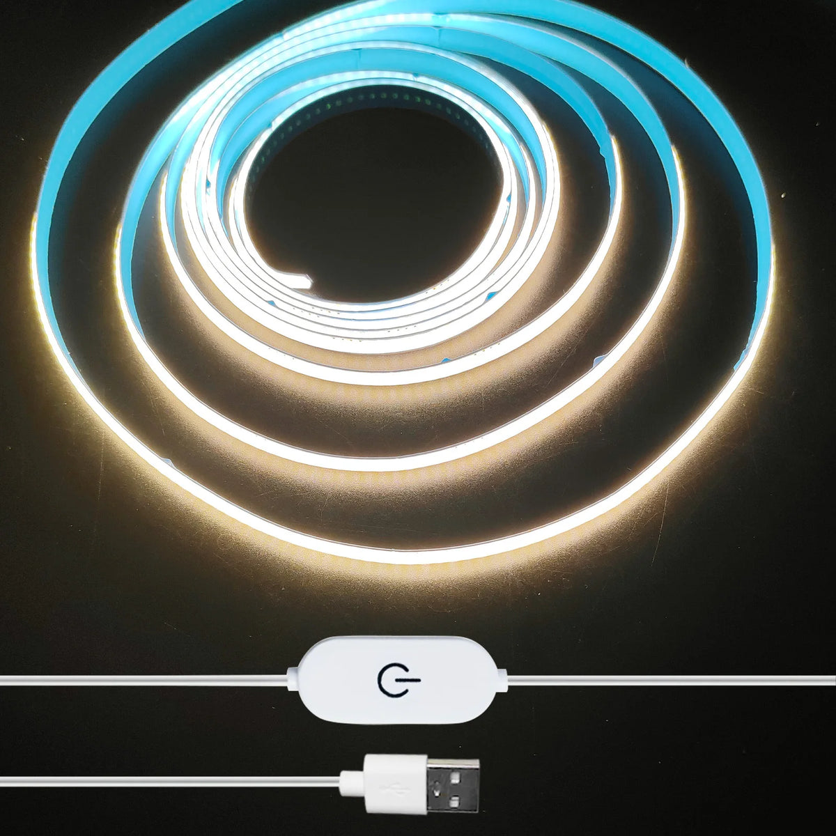 ruban led bleu blanc moderne adhésif toucher intensité variable chambre décoration noël minimaliste