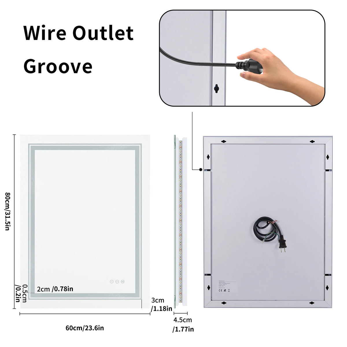 miroir lumineux moderne blanc mat anti buée éclairage led réglable tactile