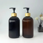 distributeur savon liquide noir transparent rayures moderne élégant 500ml Pompe bouchon bois