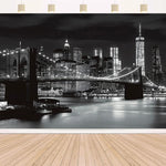 panneau mural moderne york paysage urbain nocturne clips noir blanc 100x150cm
