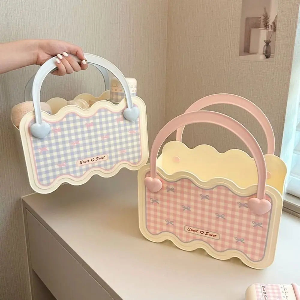 sac rangement kawaii gingham serviettes savon livre bouteille mignon décoration chambre rose bleuclair opacité