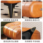 pouf cuir marron vert orange moderne vintage boutons carrés pieds noirs