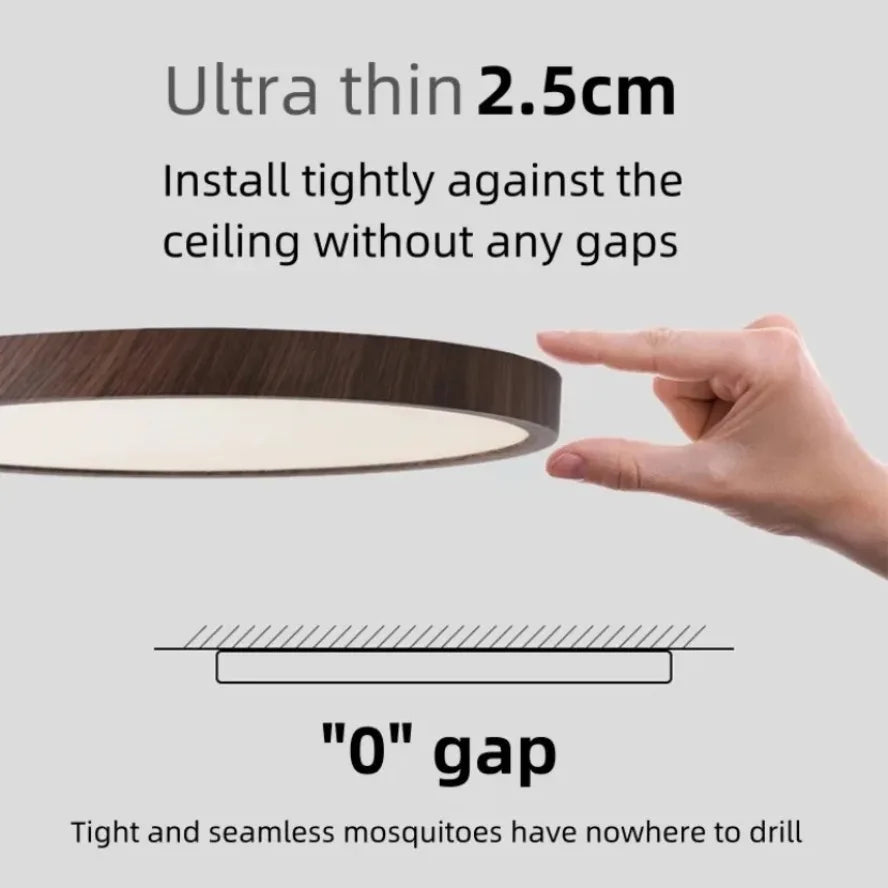 lampe led moderne bois foncé texture naturelle 3000k 6000k ultrafin chambre salon
