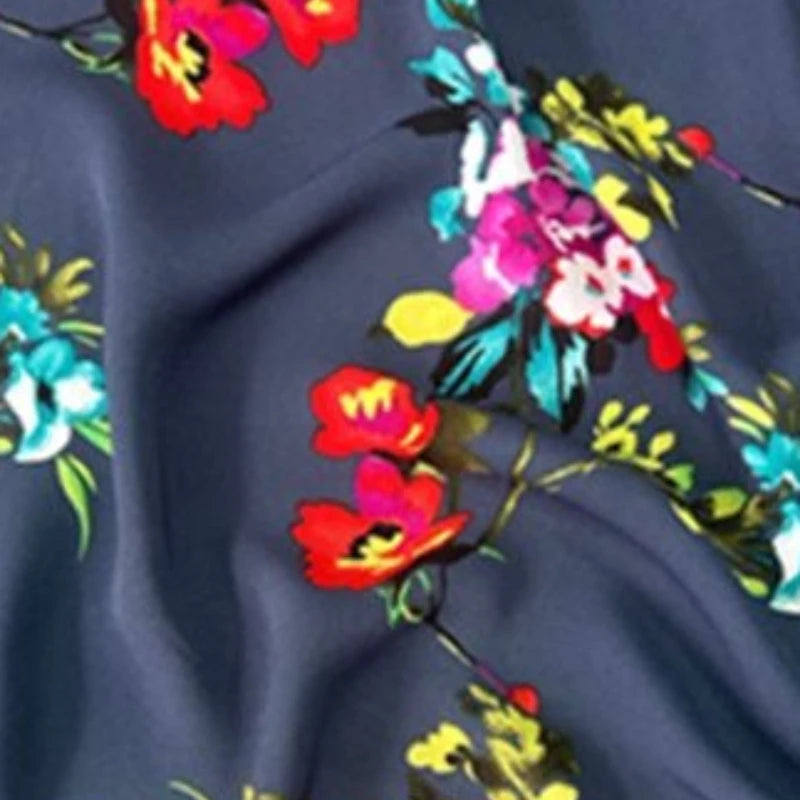 tissu brocart imprimé floral bleu marine fleurs colorées respirant 150cm large mode été bricolage