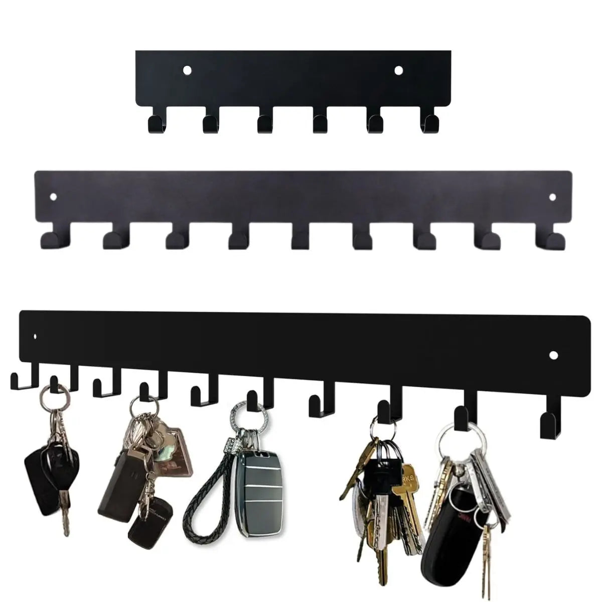 porte clés mural acier inoxydable noir moderne multiple crochets organisation entrée décoration minimalistes