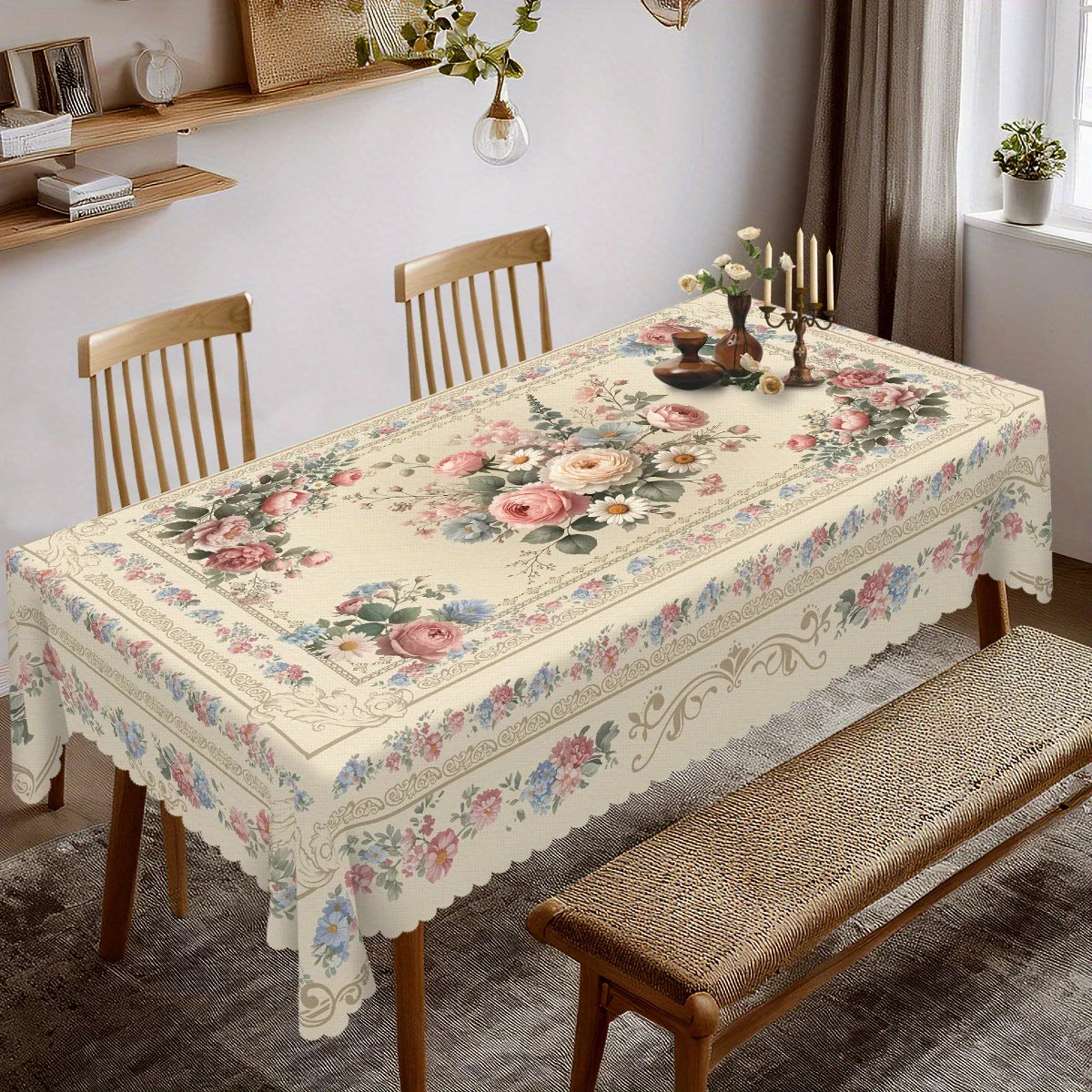 nappe florale vintage rose hortensias tournesols mariage anniversaire décoration maison