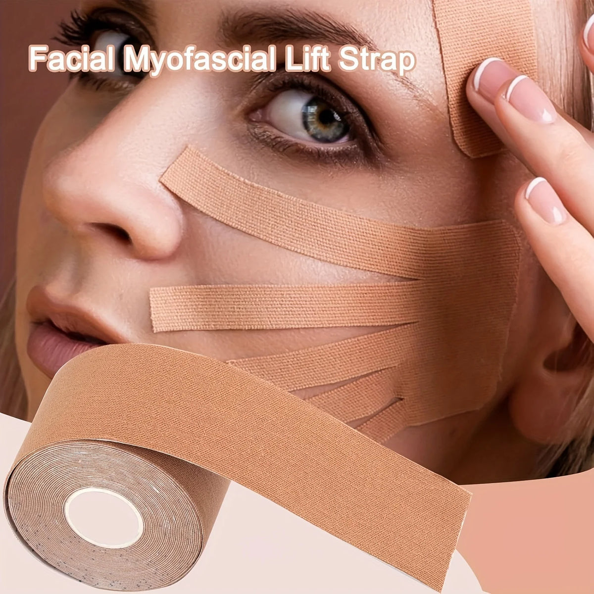 ruban facial myofascial adhésif beige tissu tissé moderne soins visage cou lips frontchin tool