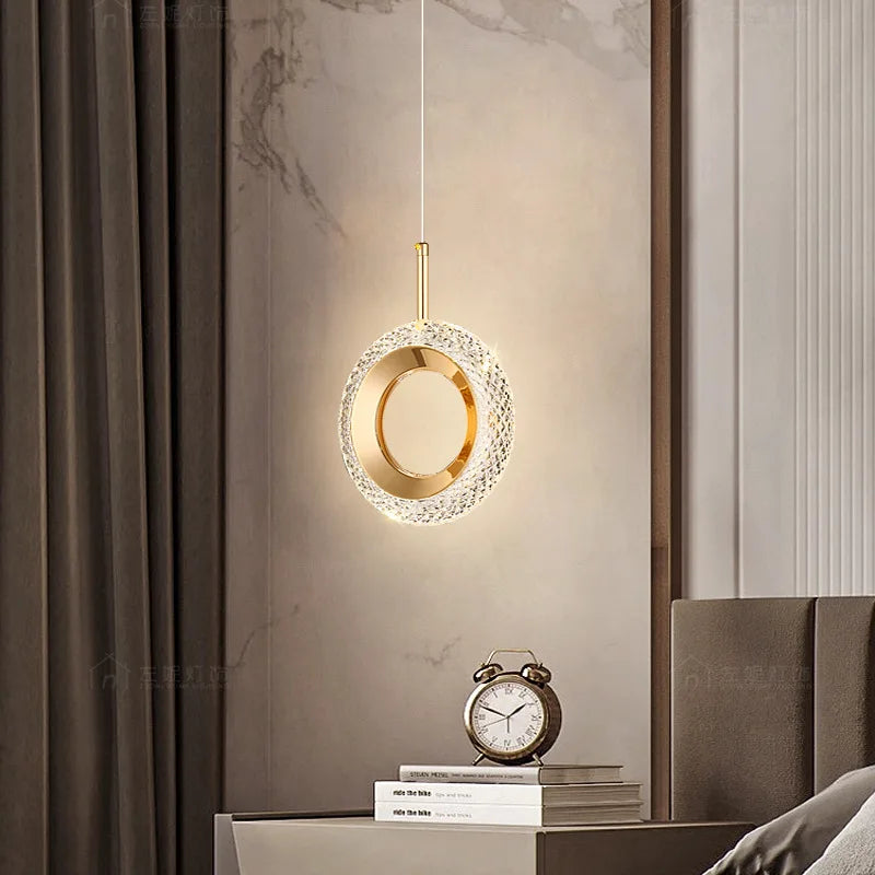 luminaire suspension moderne cristal blanc or diamant intérieur salon chambre lustre élégant luxe