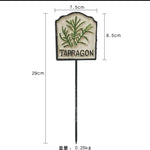 plaque jardin vintage illustration plantes blanc vert noir décorative métallique tringle fixée