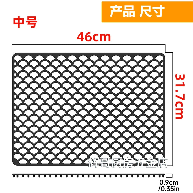 tapis cuisine silicone gris moderne perforé protection évier 72x39.5cmversiblelavabo
