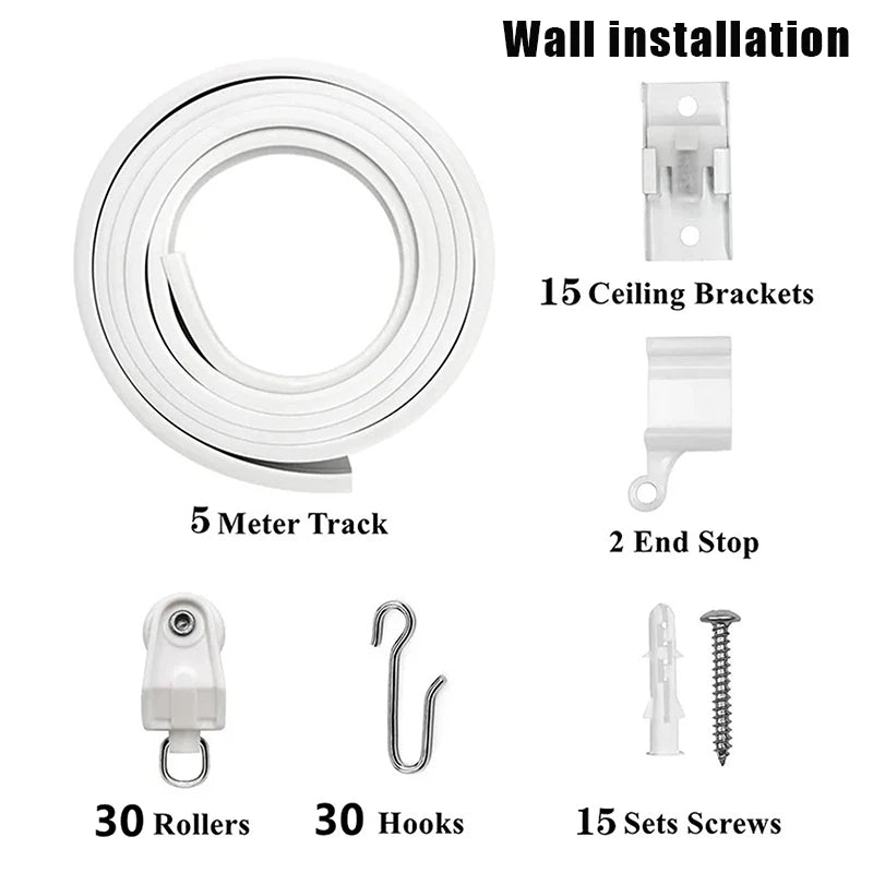 rideau rail flexible blanc moderne clips fixation plaques vis système coulissantINCTEDELETELASTWORD